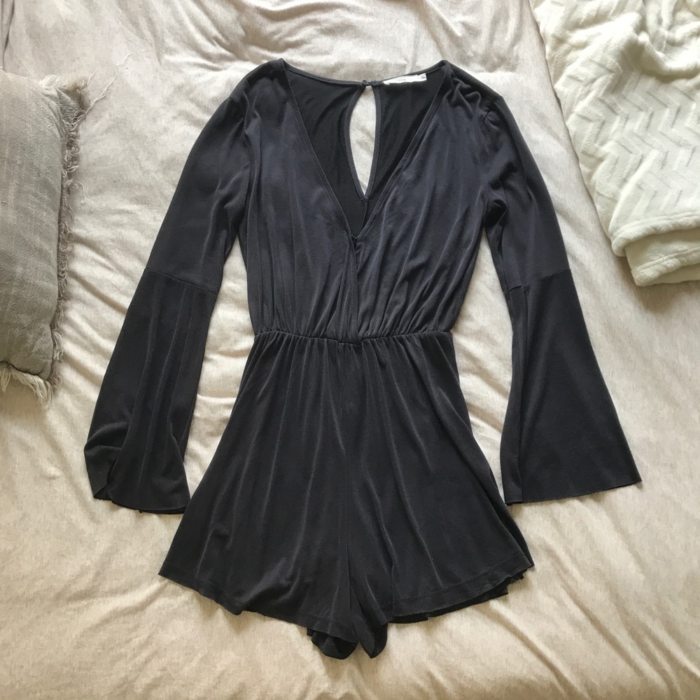 LUSH bell sleeve v-neck romper